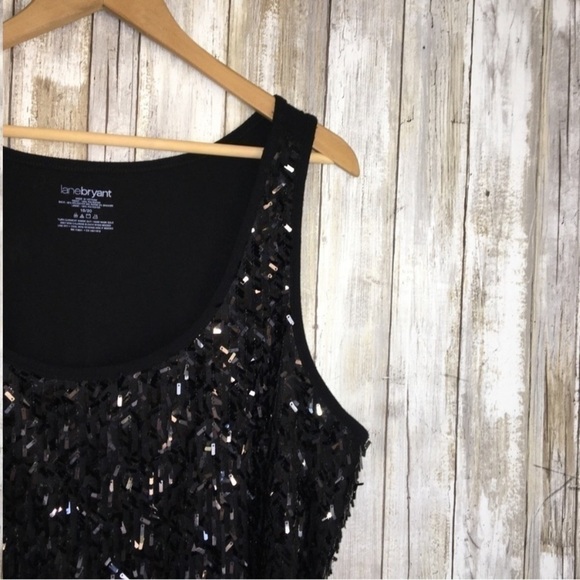 Lane Bryant Black Long Sequin Tank - Picture 2 of 5